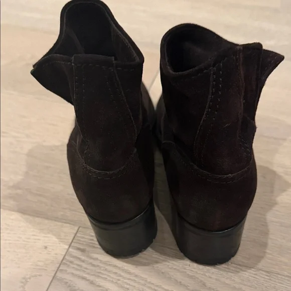 Women’s Dark Brown Suede Ankle Booties - Casual Slip-On - Picture 7 of 7